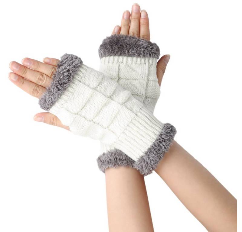 Coonoor Strickhandschuhe Klassisch mit Fleece Futter,Warme Halb Handschuhe von Coonoor