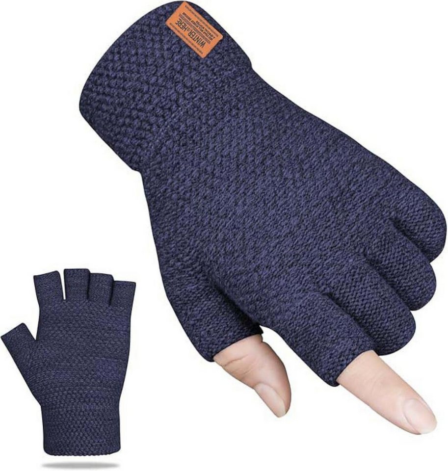 Coonoor Strickhandschuhe fingerlose Winterhandschuhe Halbfinger Rippstrick Damen Herren von Coonoor
