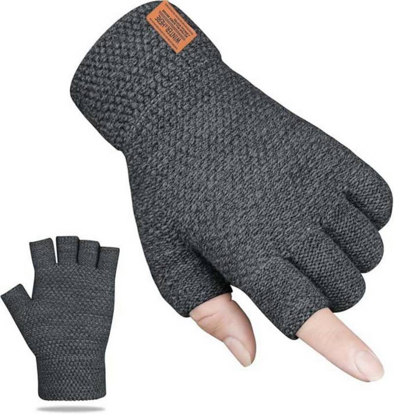 Coonoor Strickhandschuhe fingerlose Winterhandschuhe Halbfinger Rippstrick Damen Herren von Coonoor