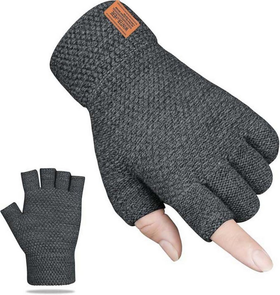 Coonoor Strickhandschuhe fingerlose Winterhandschuhe Halbfinger Rippstrick Damen Herren von Coonoor