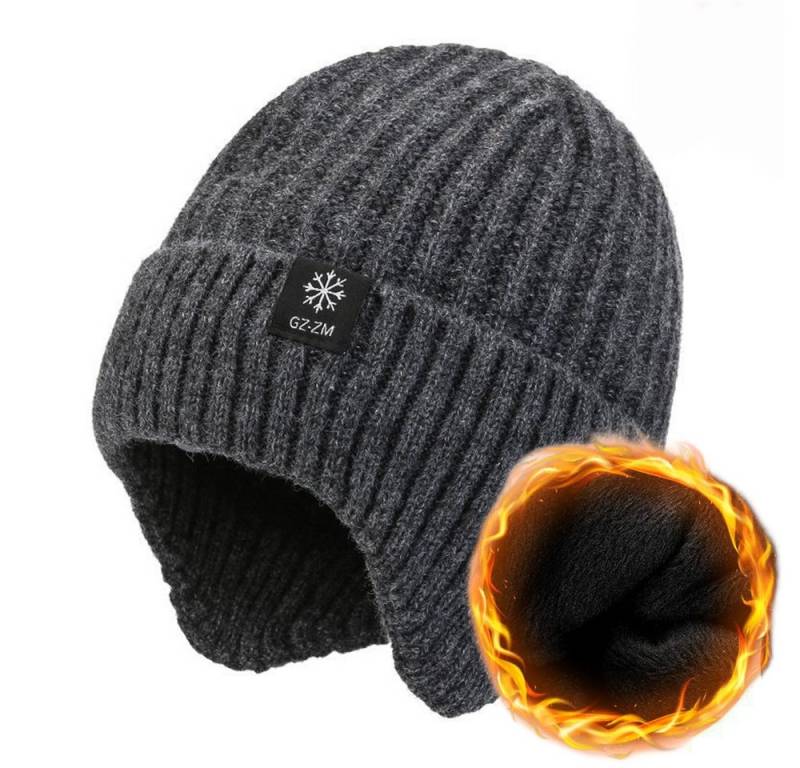 Coonoor Strickmütze 2 Stück Wintermütze Halswärmer Set für Herren Damen Beanie Strickmütze mit Wollfutter und Ohrklappen, Warme Loop Schal von Coonoor