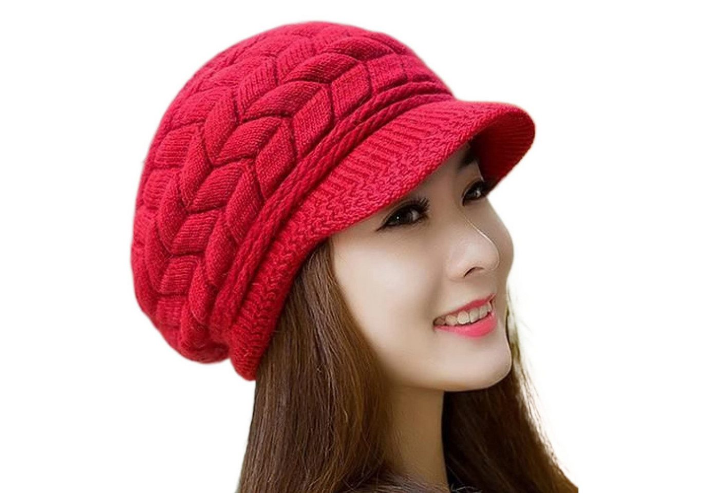 Coonoor Strickmütze Damen Wintermütze aus dickem, Warm gefütterte Strickmütze Beanie mit Schirm, Einheitsgröße, warm, weich von Coonoor