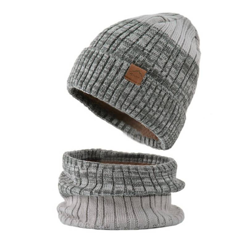 Coonoor Strickmütze Herren Damen Winter Warm Strickmütze Loop Schal Set (Thermo Wintermütze Strickmütze Schlauchschal Halswärmer Set) Mit Fleece Gefütterte Männer Damen Weihnachten Geschenk von Coonoor