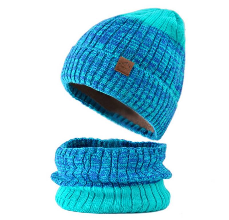 Coonoor Strickmütze Herren Damen Winter Warm Strickmütze Loop Schal Set (Thermo Wintermütze Strickmütze Schlauchschal Halswärmer Set) Mit Fleece Gefütterte Männer Damen Weihnachten Geschenk von Coonoor