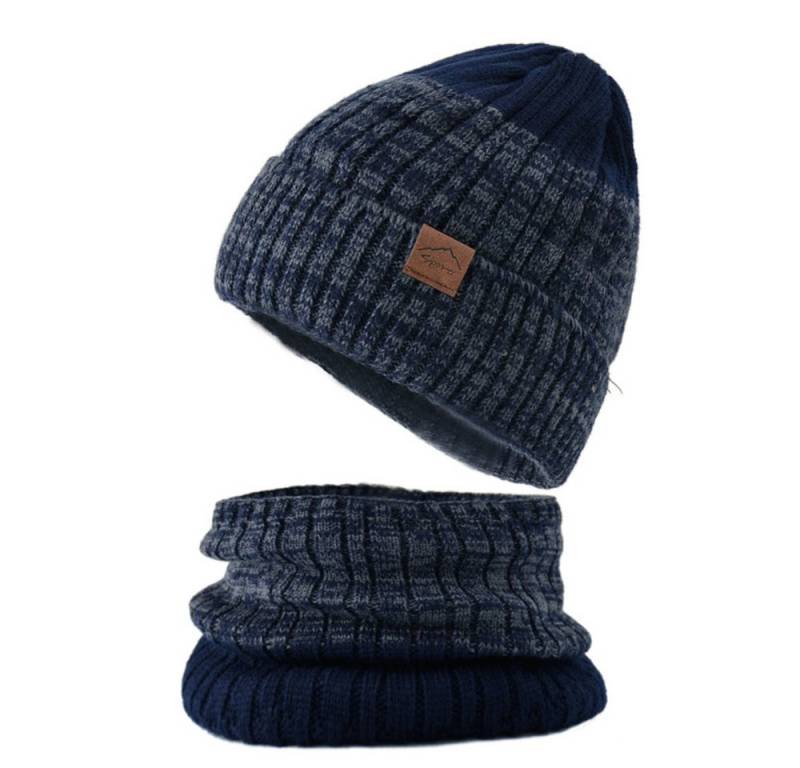 Coonoor Strickmütze Herren Damen Winter Warm Strickmütze Loop Schal Set (Thermo Wintermütze Strickmütze Schlauchschal Halswärmer Set) Mit Fleece Gefütterte Männer Damen Weihnachten Geschenk von Coonoor