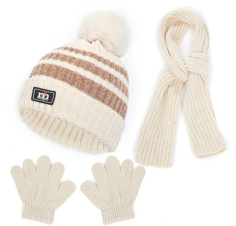 Coonoor Strickmütze Kinder Wintermütze Chenille Schal Handschuhe Set Kinder Warme Set für Kinder 1-5 Jahre von Coonoor