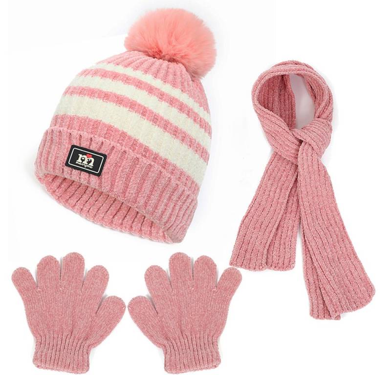 Coonoor Strickmütze Kinder Wintermütze Chenille Schal Handschuhe Set Kinder Warme Set für Kinder 1-5 Jahre von Coonoor