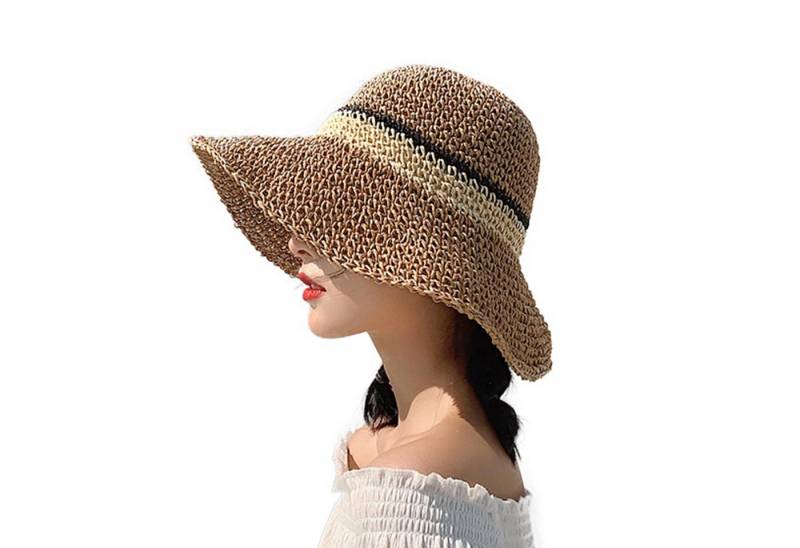 Coonoor Strohhut Damen-Sommer-Sonnenhut, faltbarer Outdoor-Strohhut Strandhut 57-59cm von Coonoor