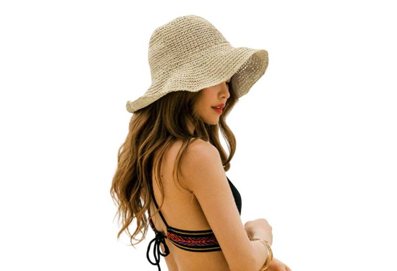 Coonoor Strohhut Damen-Sommer-Sonnenhut, faltbarer Outdoor-Strohhut Strandhut 57-59cm von Coonoor