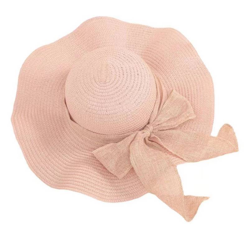 Coonoor Strohhut Damen faltbar Sonnenhut Sommerhut Strandhut Straw hat Einheitgröße wellenförmiger Rand von Coonoor