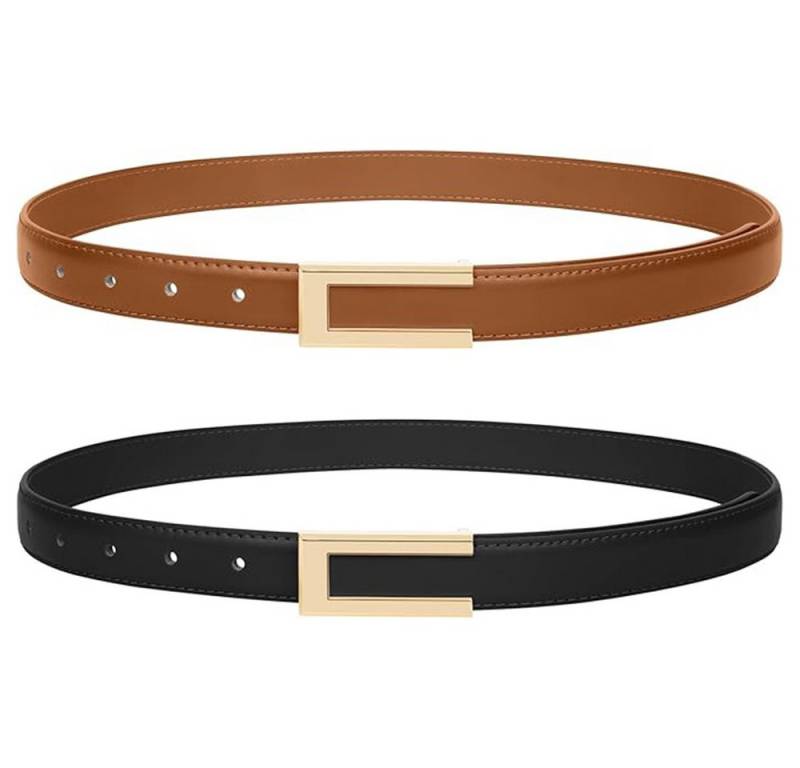 Coonoor Taillengürtel Damen Verstellbarer Schmaler Taillengürtel,Retro Dünner Gürtel (2-St) von Coonoor