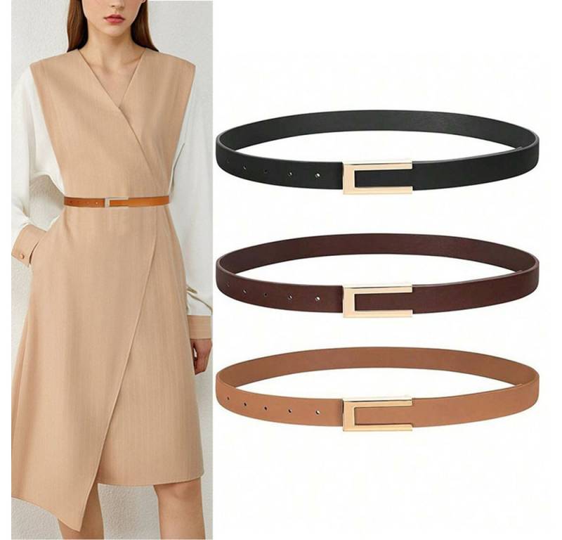 Coonoor Taillengürtel Damen Verstellbarer Schmaler Taillengürtel,Retro Dünner Gürtel (3-St) von Coonoor