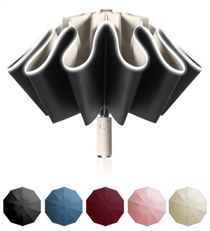 Coonoor Taschenregenschirm Vollautomatischer umgekehrter Regenschirm, großer modischer Faltregenschirm, winddicht und UV-beständig von Coonoor