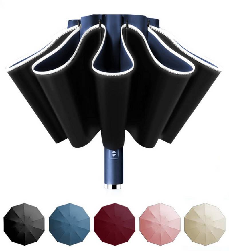 Coonoor Taschenregenschirm Vollautomatischer umgekehrter Regenschirm, großer modischer Faltregenschirm, winddicht und UV-beständig von Coonoor