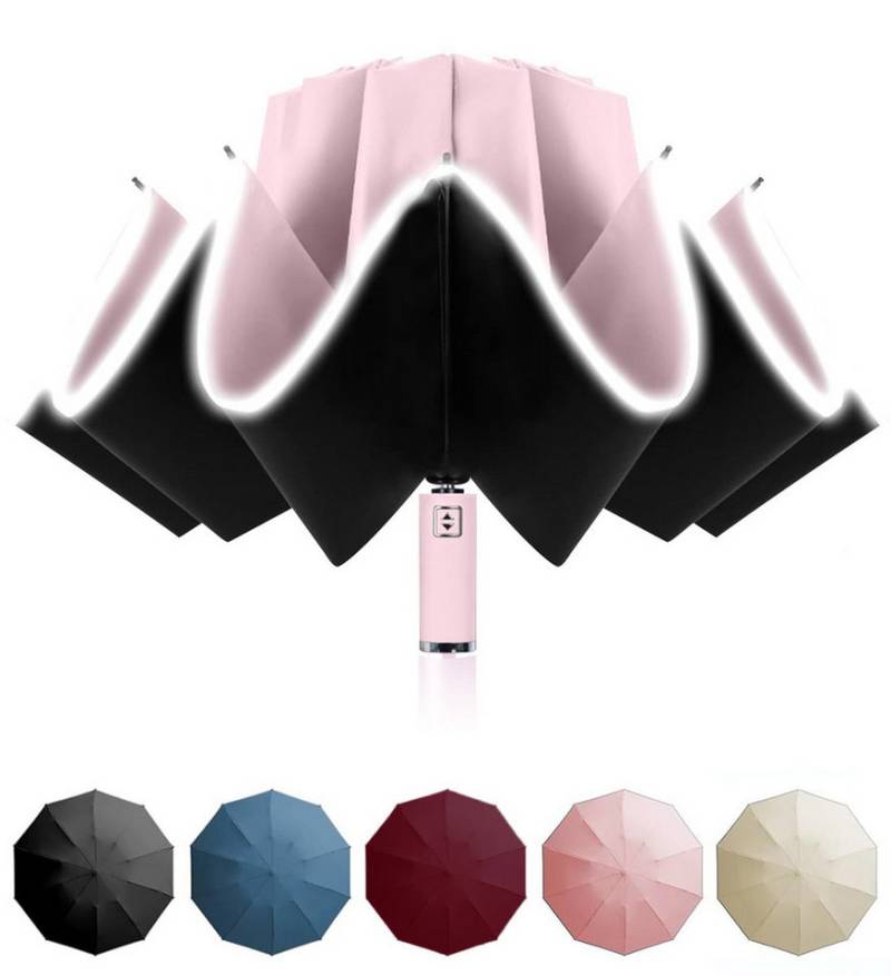 Coonoor Taschenregenschirm Vollautomatischer umgekehrter Regenschirm, großer modischer Faltregenschirm, winddicht und UV-beständig von Coonoor