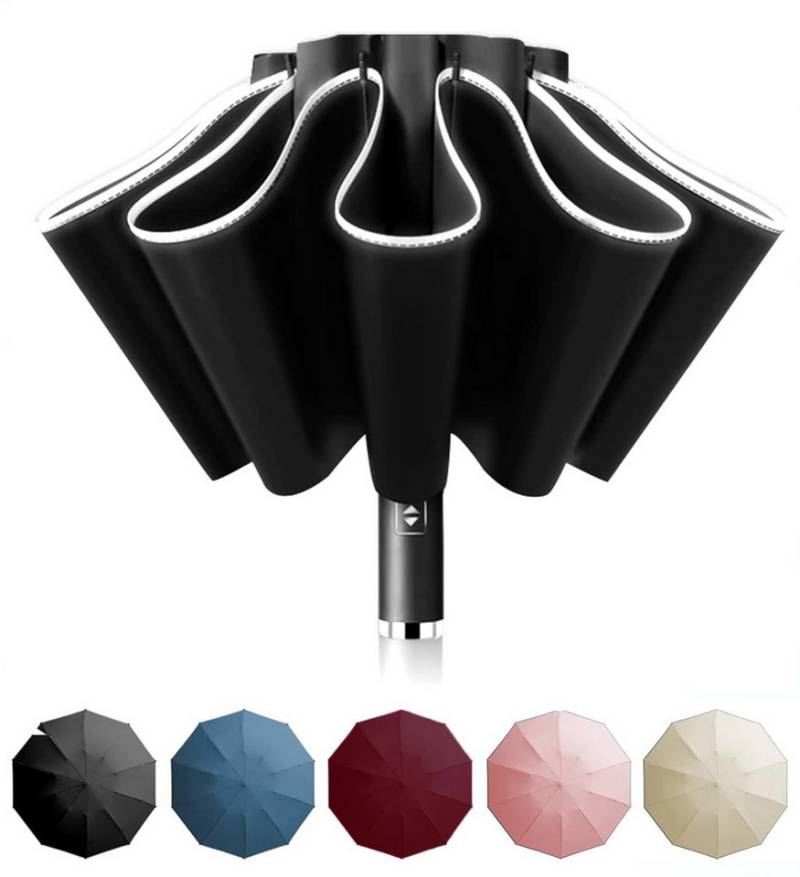 Coonoor Taschenregenschirm Vollautomatischer umgekehrter Regenschirm, großer modischer Faltregenschirm, winddicht und UV-beständig von Coonoor