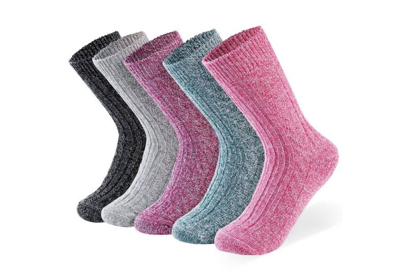 Coonoor Thermosocken 5 Paar Damen Wollsocken, Winter Warme Socken,Dicke Stricksocken 34-40 von Coonoor