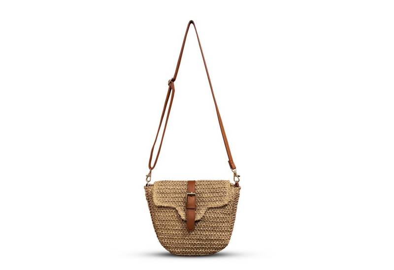 Coonoor Umhängetasche Strohtasche für Damen, Sommer Strand Umhängetasche mit Reißverschluss (1-tlg), Boho handgewebte Schultertasche für Urlaub und Reisen von Coonoor