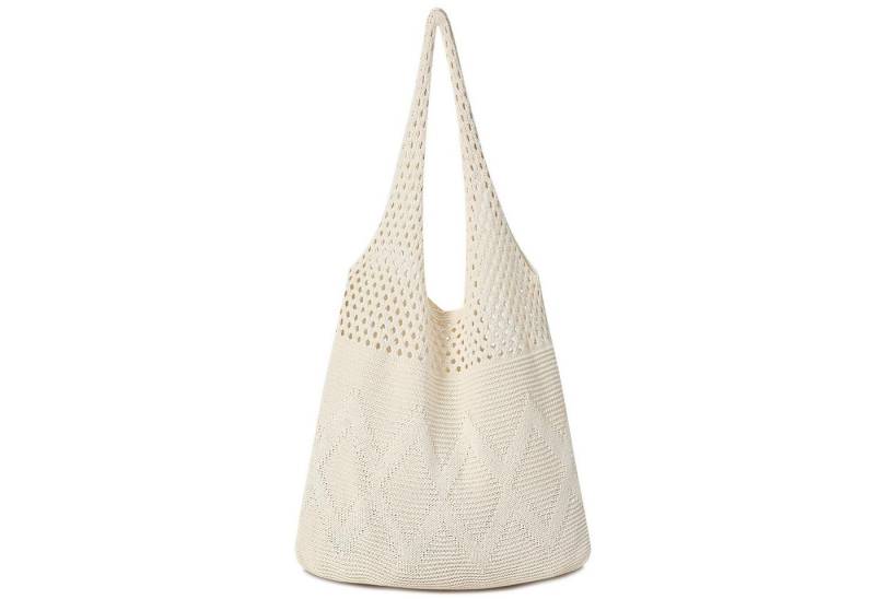 Coonoor Umhängetasche Umhängetasche Damen, Mesh Strandtasche, Strick Schultertasche, Faltbare Strandtasche Shopper von Coonoor