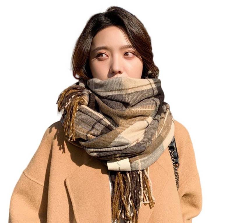 Coonoor Wollschal Damen Weich Lange Wraps,Groß Karo Fransen Schals,Warm Winterschal, für Herbst Winter von Coonoor