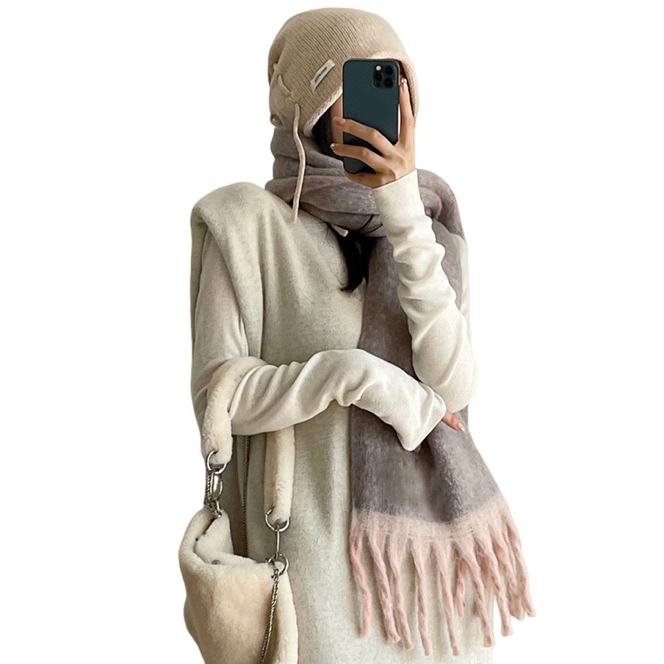 Coonoor Wollschal Warmer und weicher Winterschal, kariert mit Fransen, dicker Schal und Decke von Coonoor