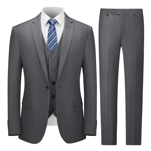 Cooper & Nelson Herren Anzug Slim Fit, 3-teilige Anzüge für Herren, Ein-Knopf-Sakko Weste Hose mit Krawatte, Smoking-Set, grau dunkel, 3XL Cooper & Nelson Herren Anzug Slim Fit, 3-teilige Anzüge für Herren, Ein-Knopf-Sakko Weste Hose mit Krawatte, Smoking-Set, grau dunkel, 3XL von Cooper & Nelson