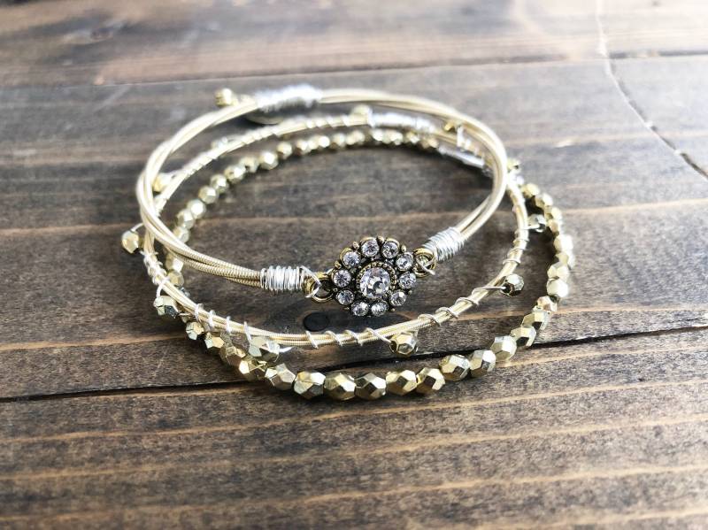 Boho Armband/Gitarren-Saiten Schmuck Stapelbare Armbänder Set Für Sie von CooperAndCoNash