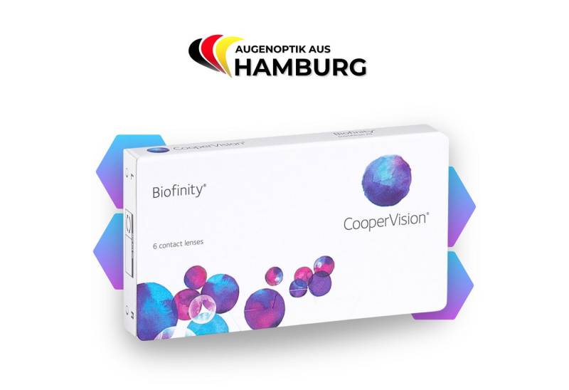 CooperVision Monatslinsen Biofinity 6 Stück, Linsen (weiche) - Stärken: -0.25 bis -12.00 von CooperVision
