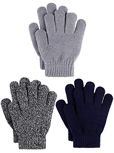 Cooraby 3 Paar Kinder Winter Handschuhe Dick Kaschmir warm gestrickte Handschuhe Kinder Kaltes Wetter Handschuhe von Cooraby