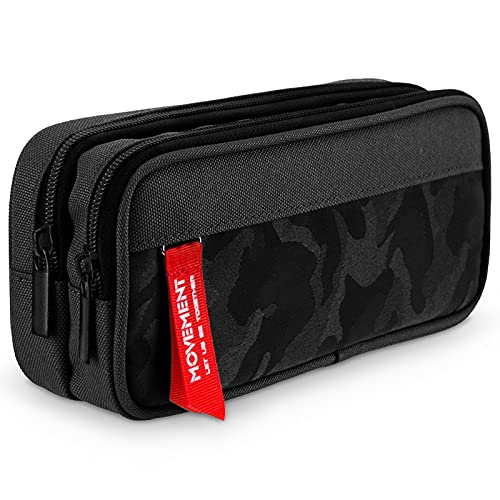 Cooyou Federmäppchen Junge, Große Kapazität Mäppchen Jungen Mädchen, Federtasche Etui Stifte 2 Fach für Schule & Büro, Schwarz von Cooyou