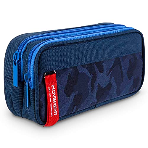Cooyou Federmäppchen Junge, Große Kapazität Mäppchen Jungen Mädchen, Federtasche Etui Stifte 2 Fach für Schule & Büro, Blau von Cooyou