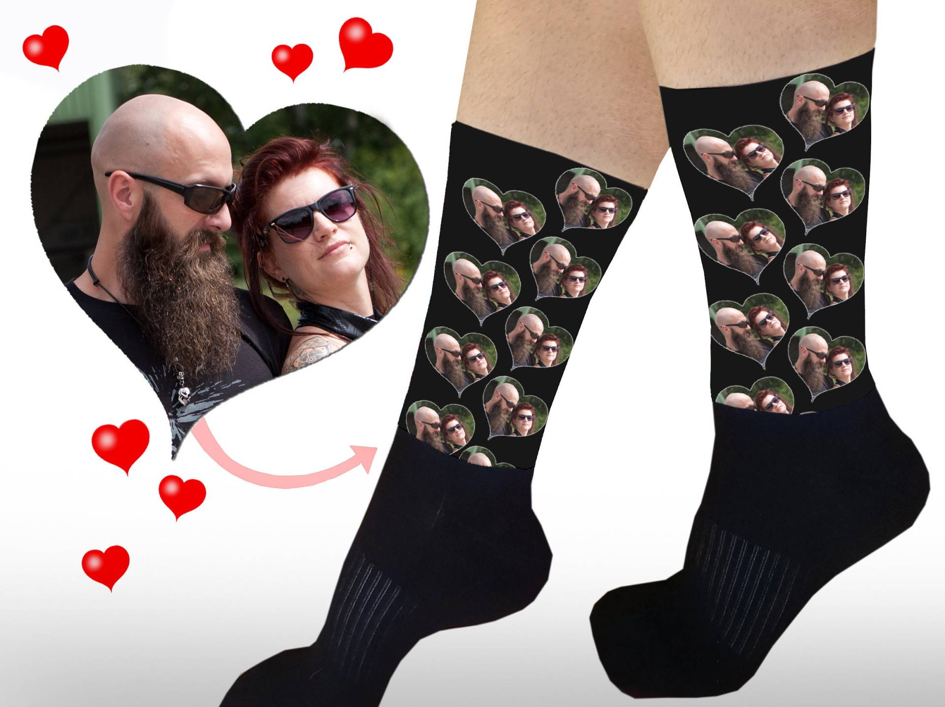 Valentinstagsgeschenk Geburtstag Spaß Socken Personalisiert Fotodruck Gesicht Vatertag Love Liebe Partner Paare Partnerlook von CopaCocoa