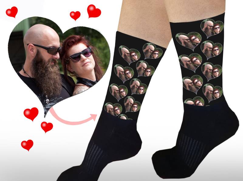 Valentinstagsgeschenk Geburtstag Spaß Socken Personalisiert Fotodruck Gesicht Vatertag Love Liebe Partner Paare Partnerlook von CopaCocoa