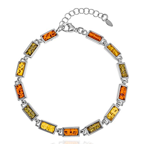 Copal Damen Bernstein Armband echt Silber 925 natur bunt multicolor längen-verstellbar Ökologische Verpackung Geschenke für Mama von Copal