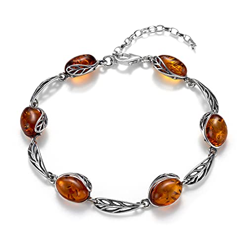 Copal Damen Armband Mit Echtem Bernstein Und 925 Sterlingsilber Verstellbare Länge von Copal