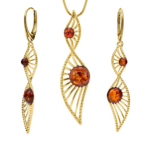Copal Handgefertigtes Bernstein-Schmuckset Mit Verstellbarer Kette Und Ohrringen Aus 925 Silber von Copal