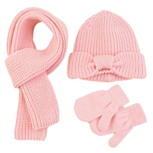 3 Stück Kinder-Mütze-Schal-Handschuh-Set, Thermische Strickmütze, Schal, Handschuhe Baby Beanie Mütze Handschuhe Halstuch Set Weiche dicke Kinder Mütze Handschuhe Langer Schal für 1-3 Jahre alt von Copbopwn