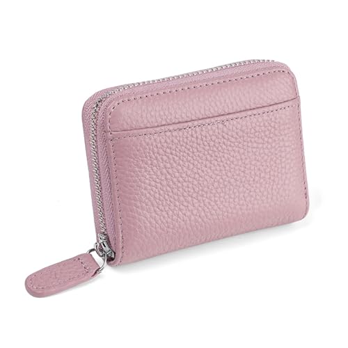 Kreditkarteninhaber Reise Brieftasche Rfid Blocking Reißverschluss kleine Geldbörsen Kreditkartenbrieftaschen mit 12 Kartenfächern Card Organizer Leder Kartenetui für Männer Frauen Business (Rosa) von Copbopwn