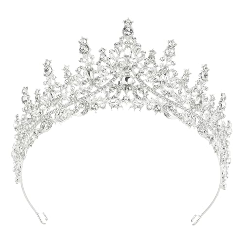 Kristall Tiara Krone Tiaras für Mädchen Frauen Prinzessin Tiara Prinzessin Kronen für Mädchen Tiara für Frauen Hochzeit Bridal Tiara für Frauen Mädchen Braut Hochzeit Prom Party (Silber) von Copbopwn