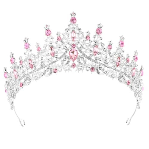 Kristall Tiara Krone Tiaras für Mädchen Frauen Prinzessin Tiara Prinzessin Kronen für Mädchen Tiara für Frauen Hochzeit Bridal Tiara für Frauen Mädchen Braut Hochzeit Prom Party (rosa) von Copbopwn