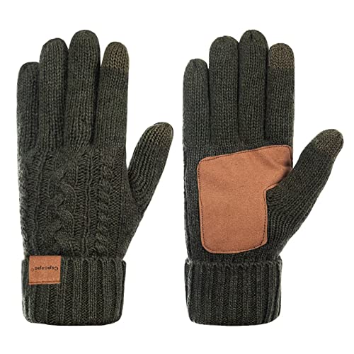 Winterhandschuhe Damen Kaltes Wetter, Handschuhe für Frauen Warm Wolle Strick mit Thermo Thinsulate gefüttert, Touchscreen Handschuhe Anti-Rutsch, army, Einheitsgröße von Copcape