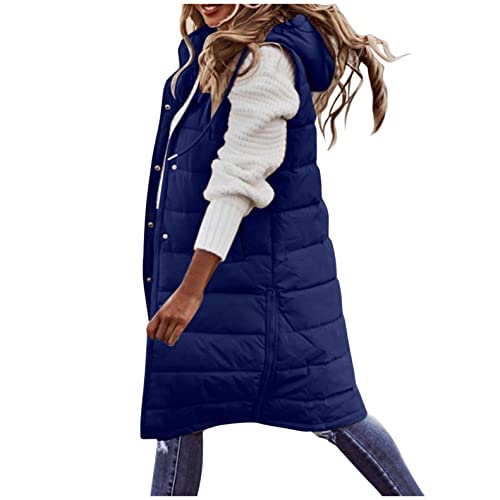 Copelsie Daunenweste Damen mit Kapuze, Damen Daunenweste Kurzmantel Winter Ärmellos Herbst Lässiger Reißverschluss Weiße Ente Daunenjacke Steppweste, Damen Kurze Warme Oberteile Winddichte Weste von Copelsie