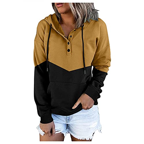 Copelsie Pullover Damen Herbst, Hoodie Damen reißverschluss, Strickjacke Damen lang, Damen Kapuzenpullover Kontrastfarbe Sweatjacke Langarm Freizeit Hoodie Oberteile mit Reißverschluss aus Baumwolle von Copelsie