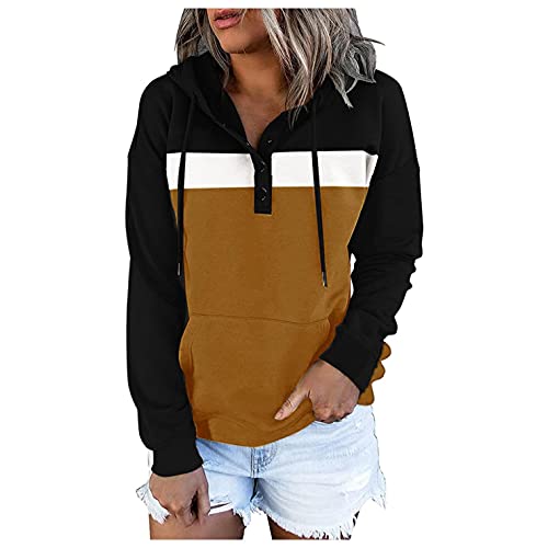 Copelsie Pullover Damen Winter, Strickjacke lang, Gestreiftes Sweatjacke Reißverschluss Langarm Hoodie Sweatshirt Casual Slim Fit Sweatjackes Herbst Winter Kapuzenpullover, Z12-gelb, XL von Copelsie