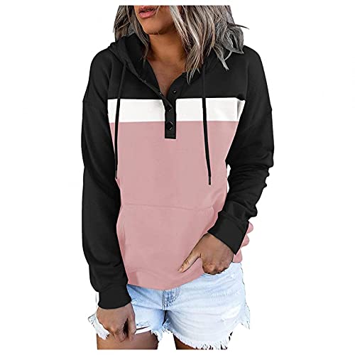 Copelsie Pullover Damen Winter, Strickjacke lang, Gestreiftes Sweatjacke Reißverschluss Langarm Hoodie Sweatshirt Casual Slim Fit Sweatjackes Herbst Winter Kapuzenpullover, Z12-rosa, M von Copelsie