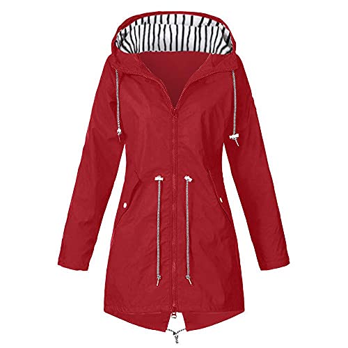 Copelsie Regenmantel Damen wasserdicht große großen, Regenjacke Damen Wasserdicht Atmungsaktiv Übergangsjacke mit Kapuze Leichte Windbreaker Outdoorjacke von Copelsie