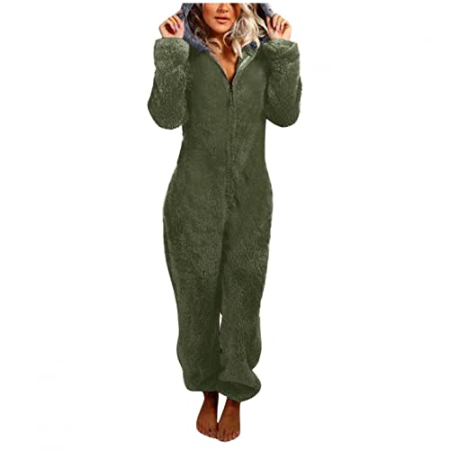 Copelsie Schlafanzug Damen Baumwolle, Jumpsuits Mode Kurz Sexy Overall Einfarbig Schlafanzug mit Po Klappe Einteiler Schlafanzug Onesie Erwachsene Bodysuit Pyjama Kuschelig Ganzkörperanzug von Copelsie