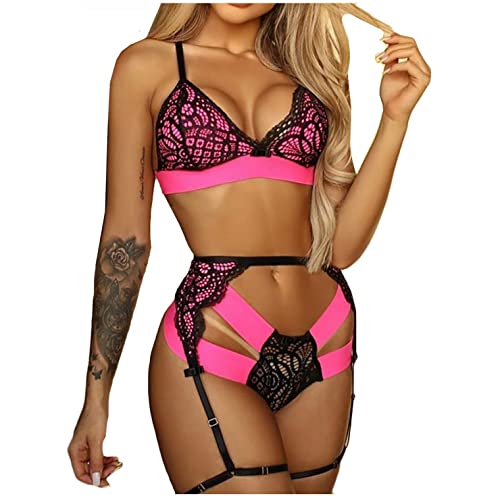 Copelsie Sexy Dessous Damen Für Sex,Reizwäsche Dessous Set 2-Teil Bügel-BH + String Tanga Spitze Push-Up Verführerisches Damen Body Unterwäsche Babydoll Nachtwäsche Spitze Heißen Sexy Dessous Set von Copelsie