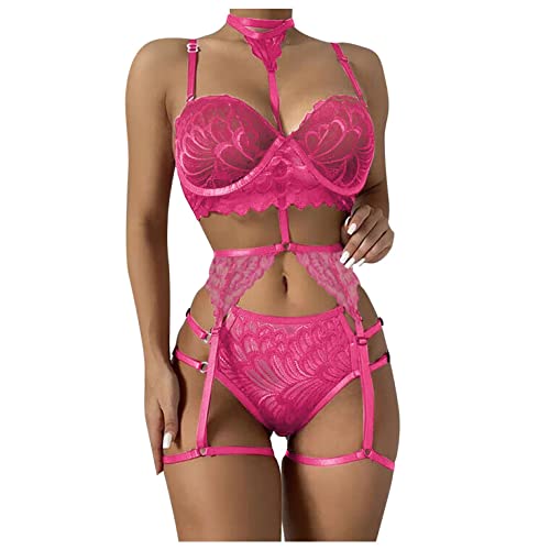 Copelsie Sexy Unterwäsche Für Damen Für Sex, Damen Sexy Dessous Set Mit Strumpfband Gürtel Teddy Babydoll Spitze Nachtwäsche Mit Höschen 2 Stück Dessous Set, Ohne Strümpfe sexy Dessous Damen für Sex von Copelsie