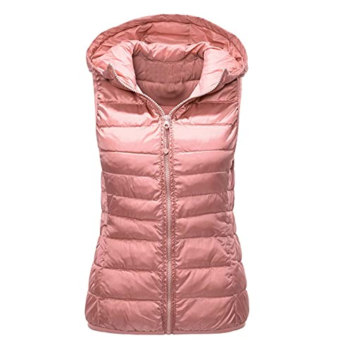 Copelsie Winterjacke Damen kurz, Daunenweste Baumwolle Weste Frauen Damen Kurzarm Winter Warm Weste Einfarbige Reißverschluss Ärmellose Steppjacke Taschen Mantel von Copelsie